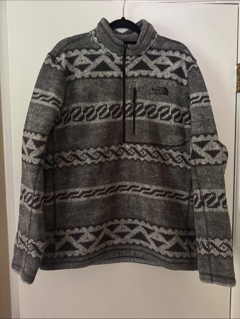 The North Face Men's Gray Patterned Zip-Up Fleece Jacket